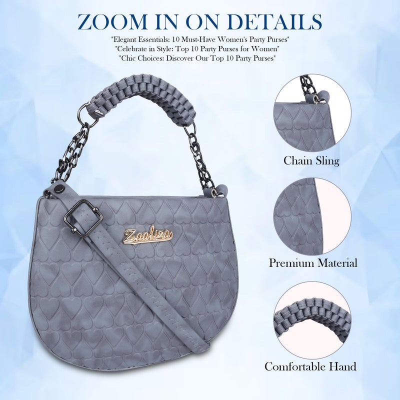 Osman Stylish Grey Heart Design Sling Bag for Girls - Image 3